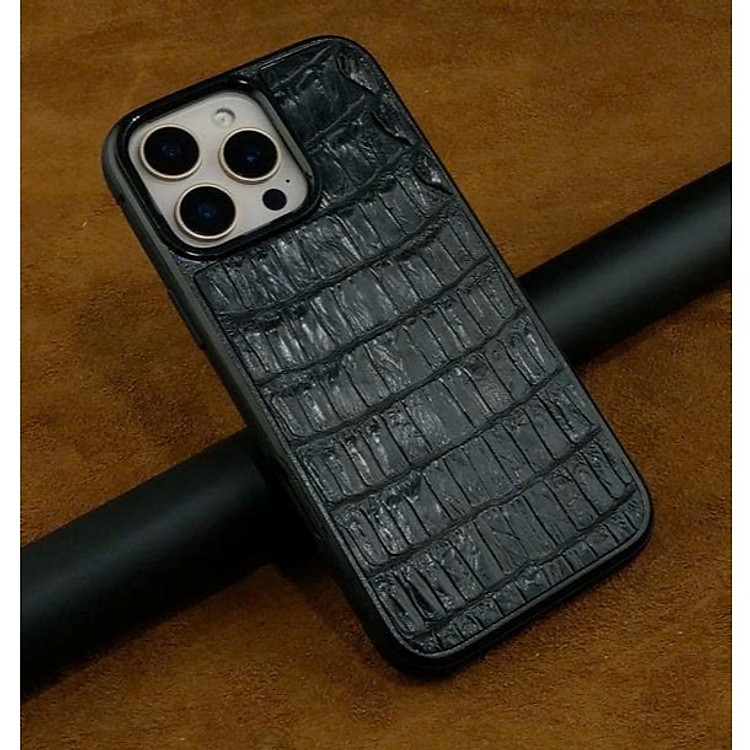 Ốp lưng điện thoại 16 pro max da cá sấu thật làm thủ công - hàng chính hãng