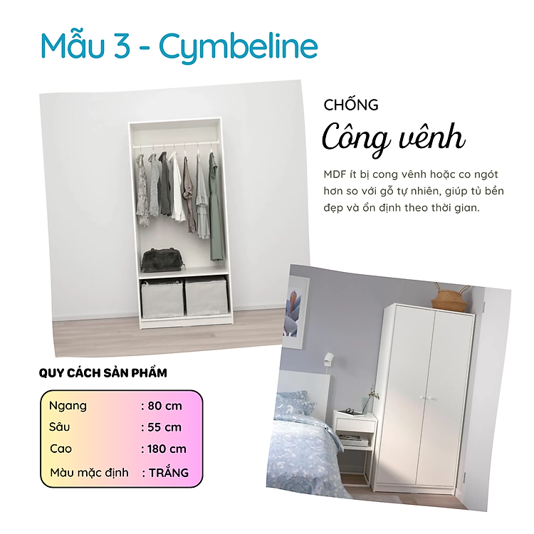 Tủ quần áo đơn giản thương hiệu SMLIFE (nhiều mẫu, có thể đổi size và màu sắc)