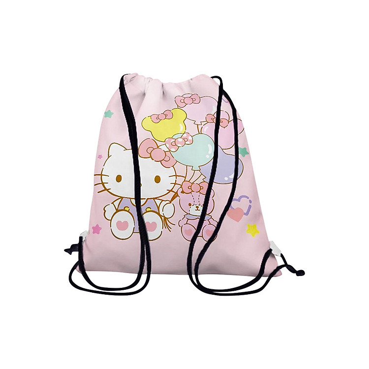 Túi Rút Unisex In Hình Hello Kitty Cầm Bong Bóng - BDCT018