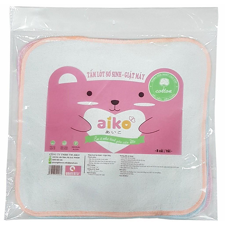 Tấm lót sơ sinh chống thấm Aiko 8 cái Chính hãng Giá tốt - Hình ảnh 2