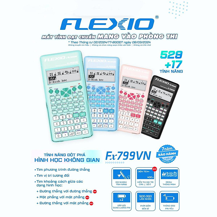 Máy Tính Khoa Học Flexio - Thiên Long Fx799VN (Màu Xanh Dương) - Ảnh 6