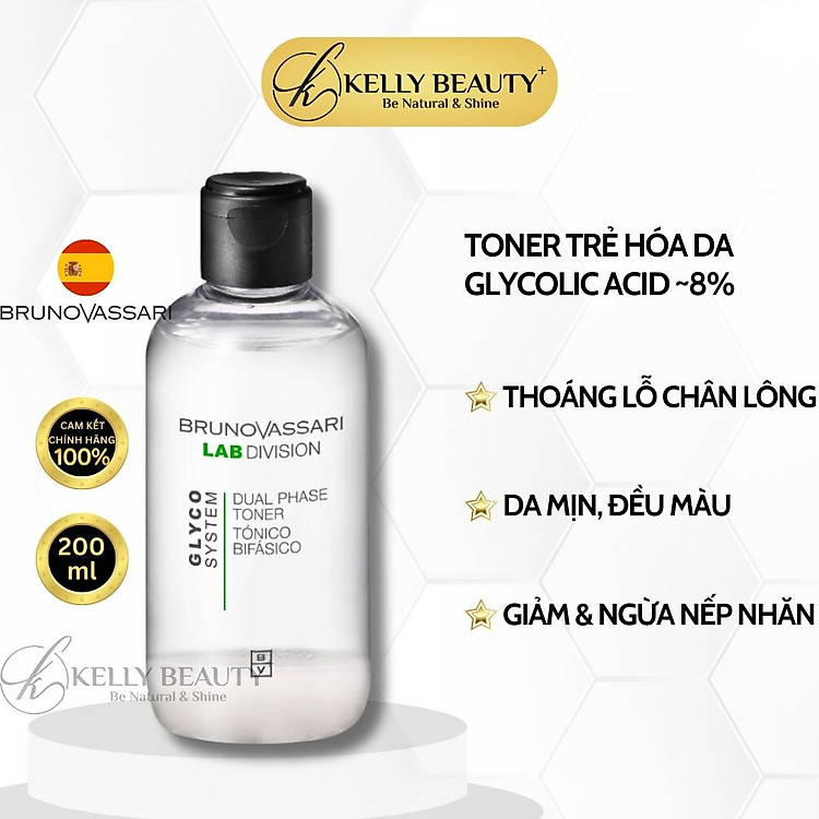 Toner Dưỡng Sáng Trẻ Hóa Da Bruno Vassari Glyco Systems Dual Phase Toner | Kelly Beauty