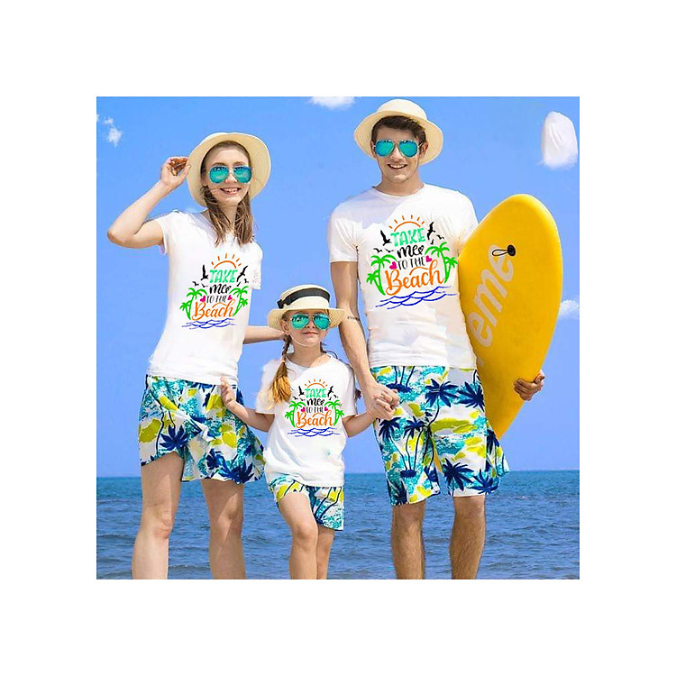 Combo 3 bộ đồ đi biển dành cho gia đình chất thun đẹp in họa tiết sắc nét thời trang