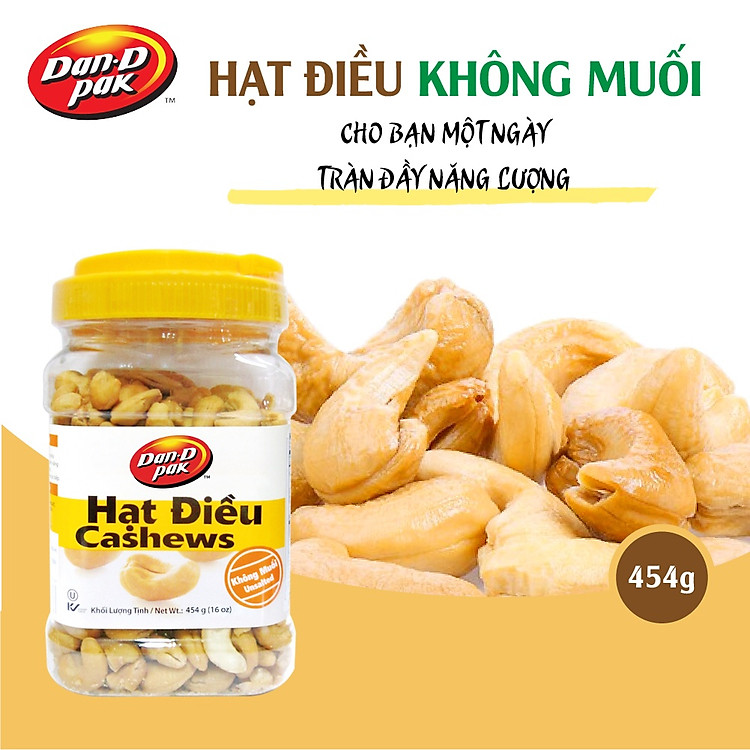 Hạt Điều Không Muối 454g Dan D Pak