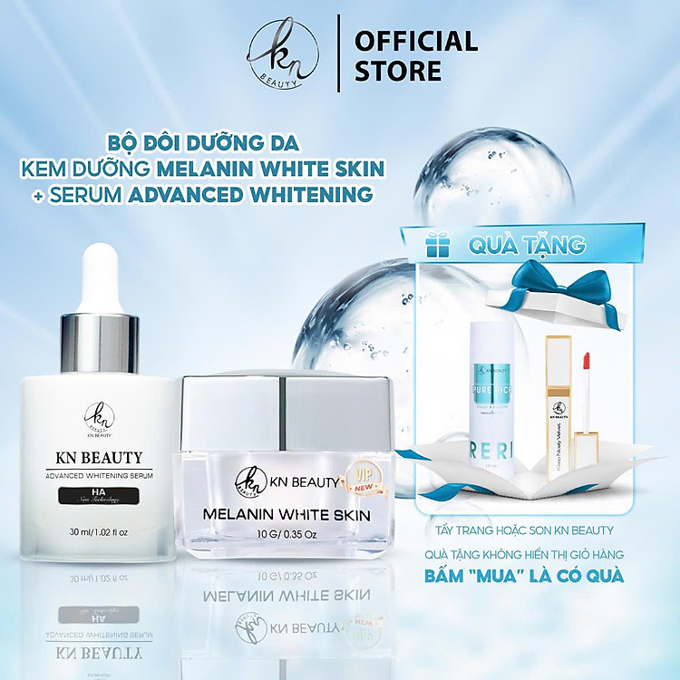 Combo 2 sản phẩm Trắng Da Ngừa Nám KN Beauty chuyên sâu: Kem dưỡng 10g + Serum 30ml