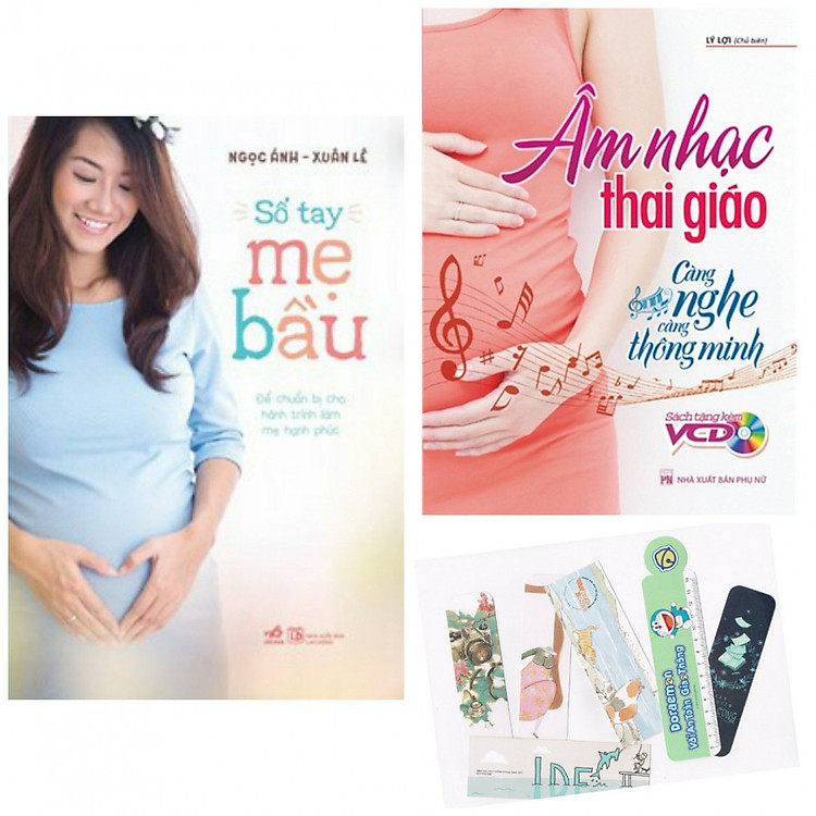 Combo Sổ Tay Mẹ Bầu + Âm Nhạc Thai Giáo - Càng Nghe Càng Thông Minh + Tặng Kèm Bookmark AHA