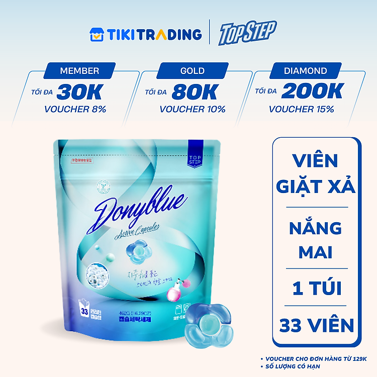 Viên giặt xả Top Step hương Nắng mai tươi mát gói 33 viên (462g)