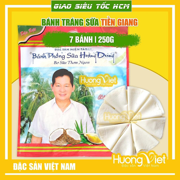 Bánh tráng sữa Hoàng Dung 250g, bánh tráng sữa sầu riêng đặc biệt, bánh phồng sữa miền tây