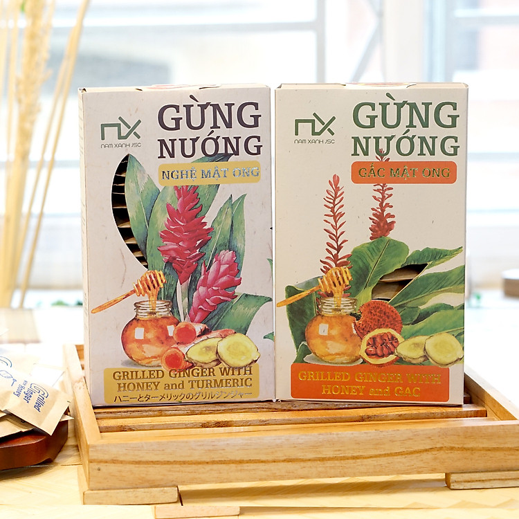 COMBO 2 HỘP GỪNG NƯỚNG VỊ MẬT ONG 120G/200G NAM XANH ( GỪNG NƯỚNG GẤC MẬT ONG + GỪNG NƯỚNG NGHỆ MẬT ONG)