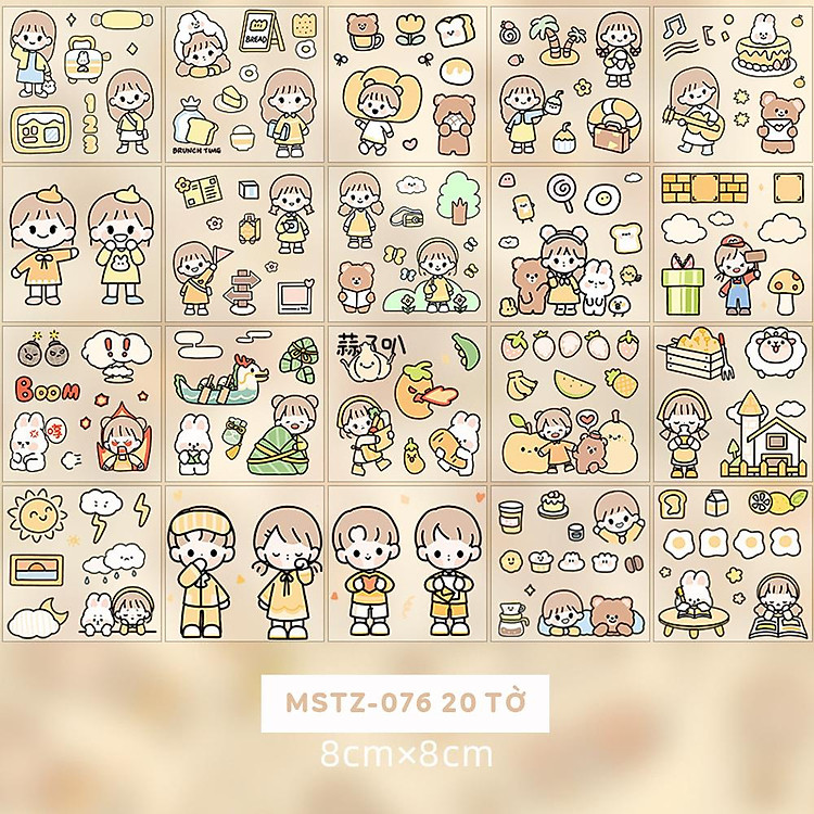 Sticker Nhiều Hình Cô Gái Và Bé Thỏ Telado MSTZ-07/2-6 (20 tờ) - Ảnh 3