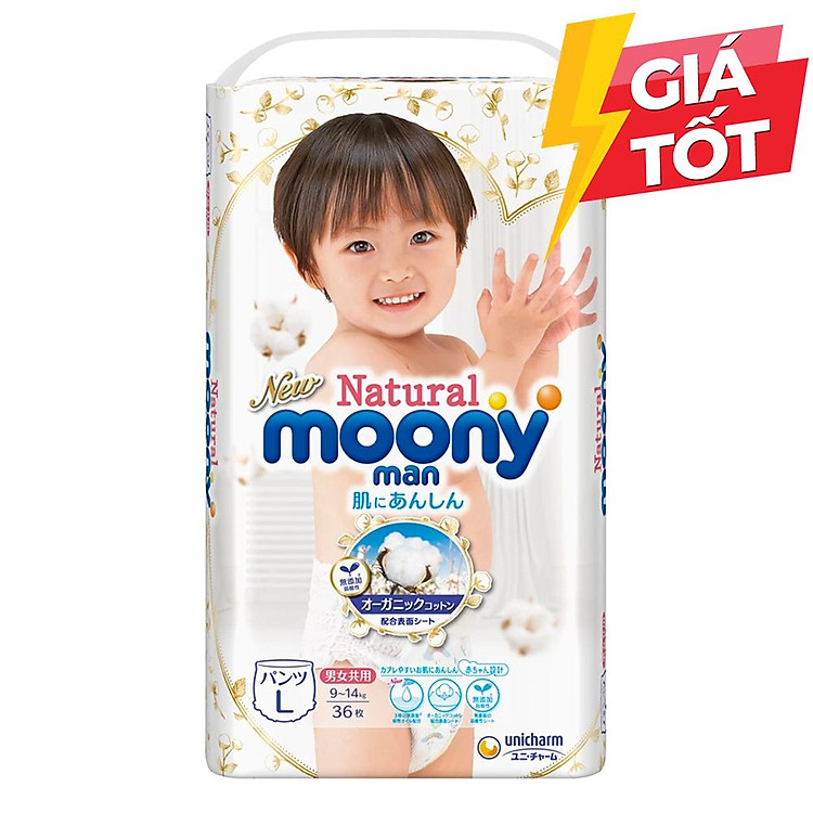 Bỉm Moony Natural size L 36 miếng Đảm bảo Giá tốt