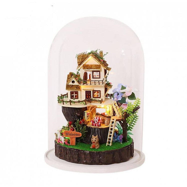 Hộp nhạc nhà búp bê Cute Room xoay trong lồng chụp mica - Song Of the Forest