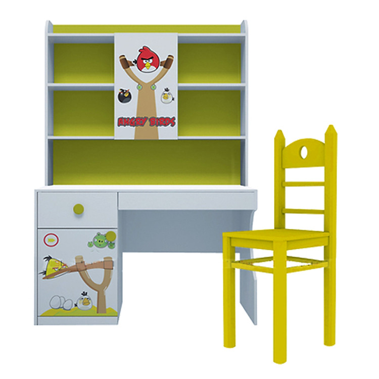 Bộ Bàn Học Có Giá Sách Hình Angry Bird IBIE CSARBM12Y (1m2) - Vàng