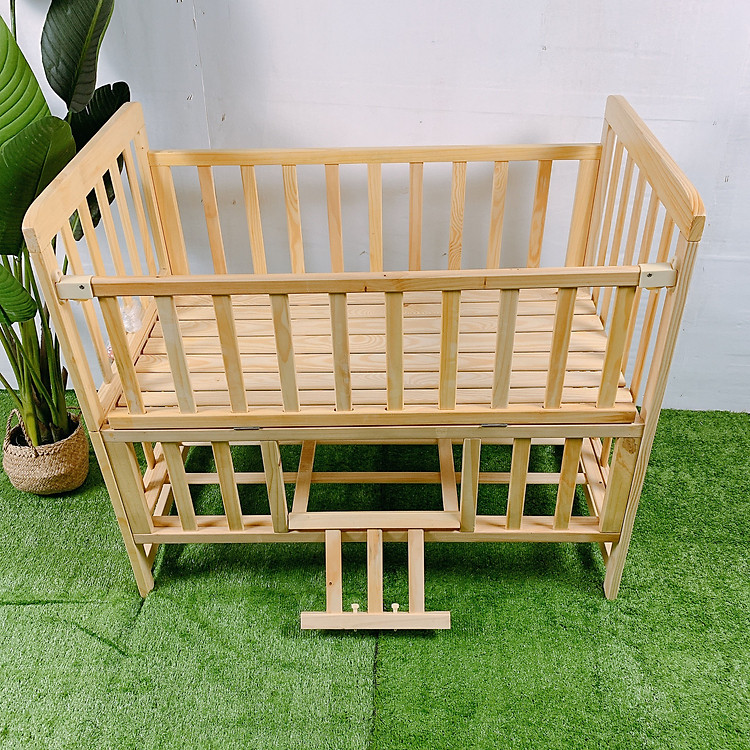 Giường Cũi Trẻ Em KidsSun, Giường trẻ em, Gỗ Thông tự nhiên Có Giát Để Đồ, kích thước (100 X 60 X 90)