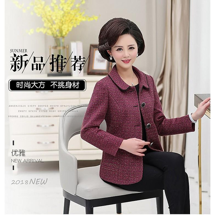( HÀNG SẴN)Áo Khoác Dạ Nữ Ngắn Trung Niên Cho Mẹ AD44 - Hàng Quảng Châu Cao Cấp