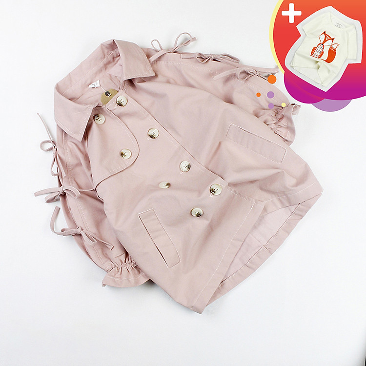 Áo khoác Quảng Châu hồng đất cho bé gái + tặng kèm 1 áo thun cao cấp R03084