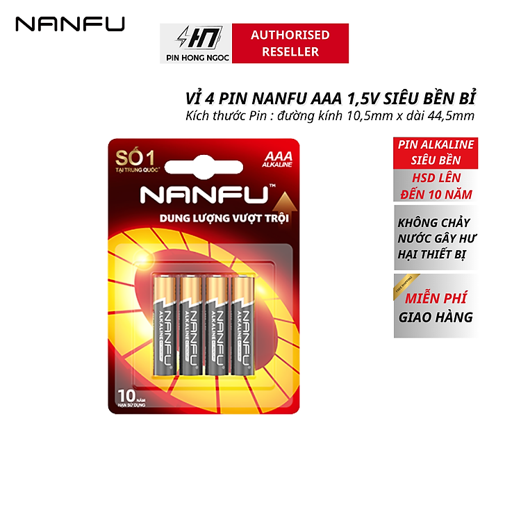 Pin NANFU Alkaline AAA 1,5V siêu bền bỉ - Hàng chính hãng