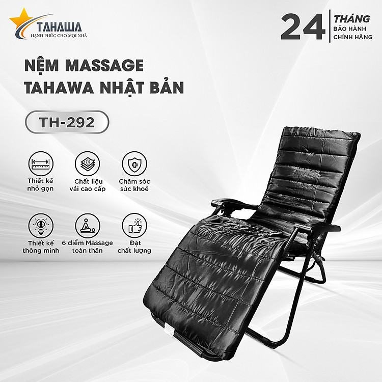 Nệm massage toàn thân TAHAWA TH-292 - Thiết kế nhỏ gọn, dễ dàng di chuyển, 6 điểm massage toàn thân - Bảo hành chính hãng 12 tháng, 1 đổi 1 trong 7 ngày