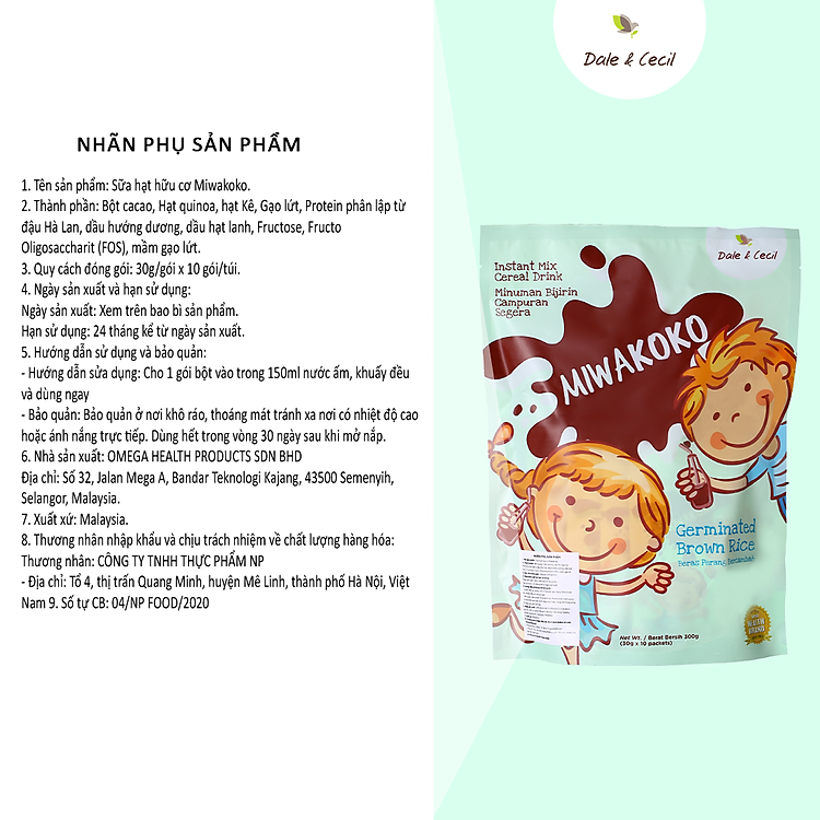 Sữa Hạt Miwako A+ Vani & Gạo 700g Chất lượng Giá rẻ - Hình ảnh 5