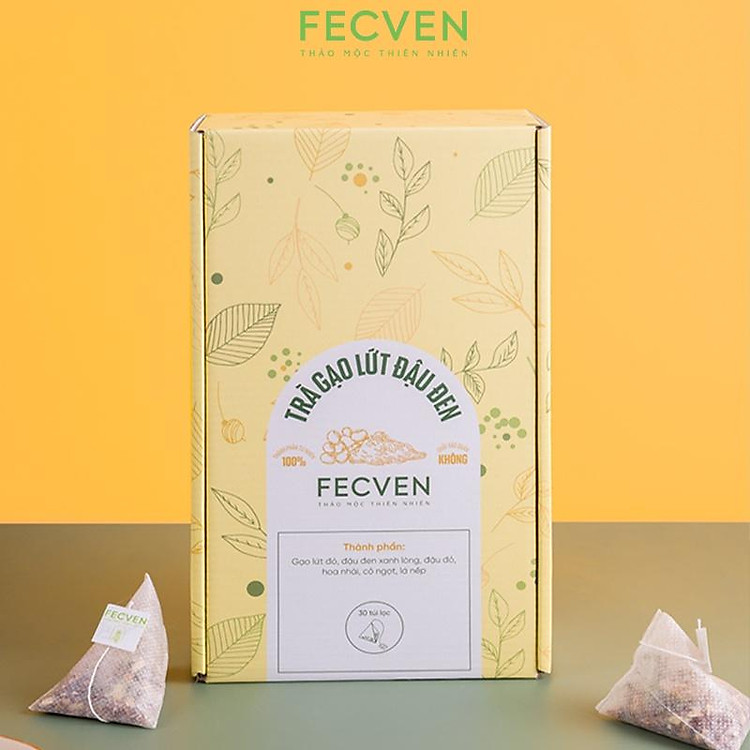 Trà Gạo Lứt Đậu Đen Fecven - Giúp Thanh Lọc Cơ Thể, Giảm Mỡ Máu, Giải Độc Gan - Kiểm Soát Đường Huyết - 6 Thành Phần: Gạo Lứt Đỏ, Đậu Đen Xanh Lòng, Đậu Đỏ, Hoa Nhài, Cỏ Ngọt, Lá Nếp