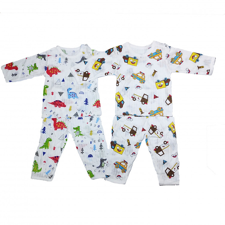 Combo 2 bộ cotton giấy dài tay cho bé hàng xuất chất siêu đẹp