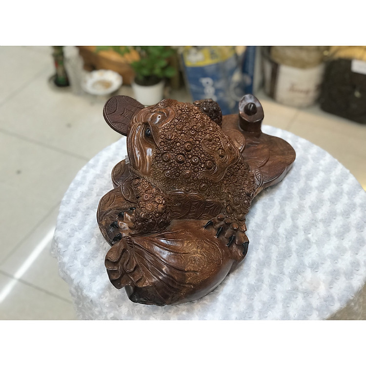 Cụ Cóc Đục Chạm Gỗ Hương - Xuất Xứ: Chư-Sê, Gia Lai - KT: 25*40*30cm - TL: 8kg- Trang Trí Nhà Cửa - Đá & Gỗ - G131