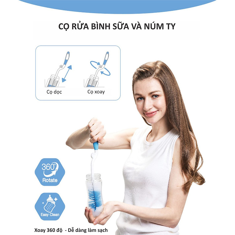 Bộ 2 Cọ Rửa Bình Sữa KUKU 360° Chính hãng Tiết kiệm - Hình ảnh 3