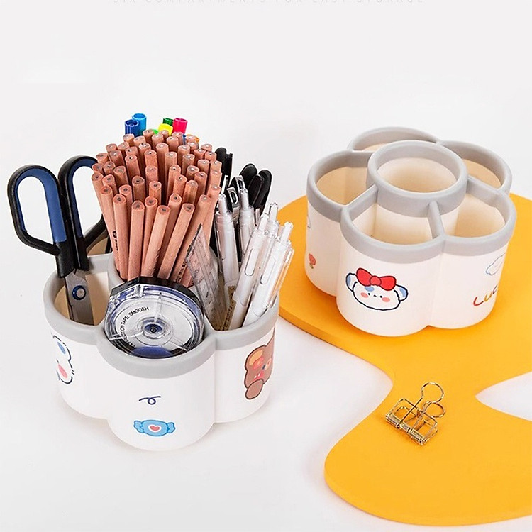 Khay đựng bút hình cánh hoa xoay 360 độ