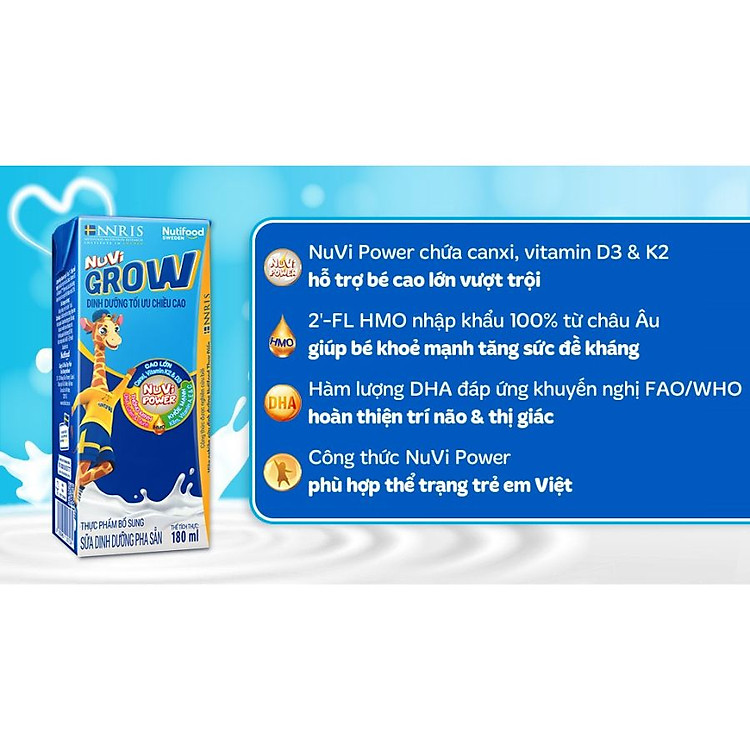 Thùng sữa Nuvi Grow 180ml cho bé Chính hãng Giá tốt - Hình ảnh 4
