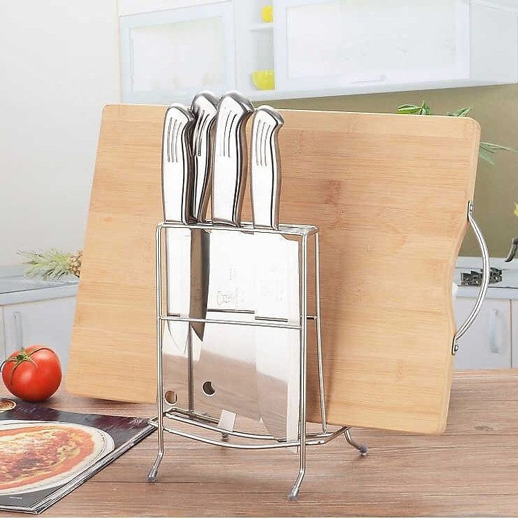 Kệ Để Dao Thớt Nhà Bếp, Vung Nồi Inox Đa năng Loại mới 2 ngăn Siêu bền