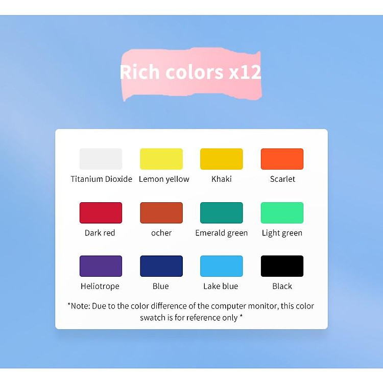 Màu bột Gouache dạng tuýp 12ml (12 màu) - Ảnh 7