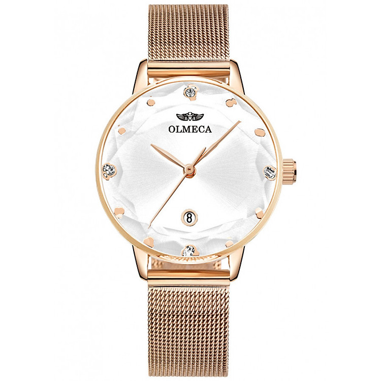 Đồng Hồ Nữ Olmeca O888 Mặt 3D Dây Thép Mành Cao Cấp