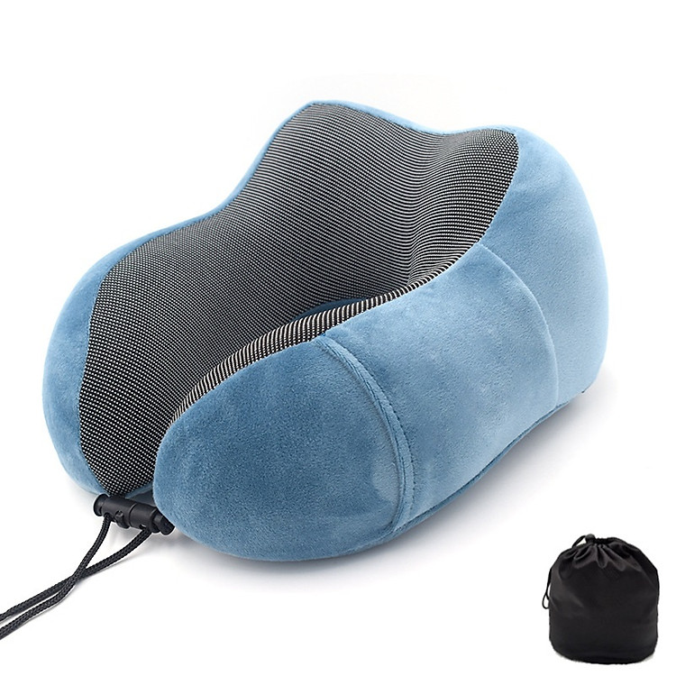 Gối Chữ U Văn Phòng, Du Lịch, Tựa Đầu Ô Tô, Máy Bay. Chất Liệu Memory Foam Bảo Vệ Chống Mỏi Cổ - Màu Xanh