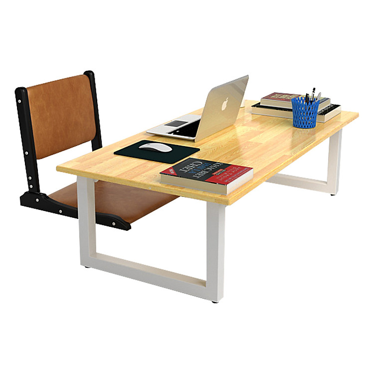 Bộ Bàn Bệt Rec-B Trắng - Tự Nhiên Và Ghế Pisu Nâu Gấp Gọn IBIE TCREB12W-PISN