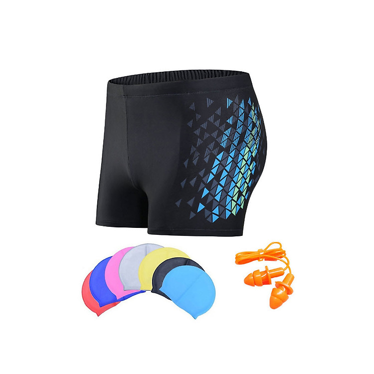 Quần bơi nam Boxer YESURE Diamon Chất liệu polyester Spandex cao cấp , chống thấm , nhanh khô form Fitness thời trang (Tặng kèm nón bơi + bịt tai silicon)- Hàng Chính Hãng