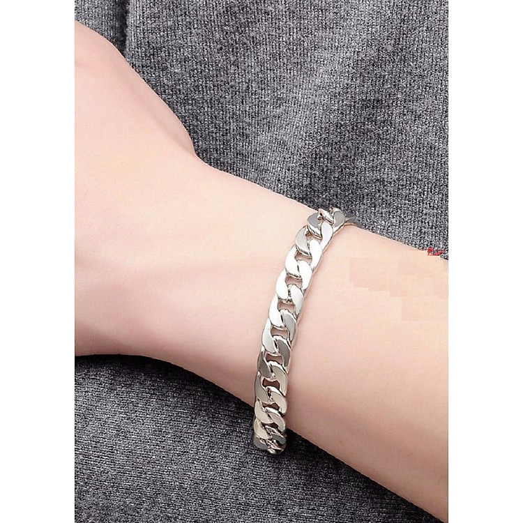 Lắc tay nam chuỗi xích lớn thời trang trắng sáng vĩnh viễn không đen