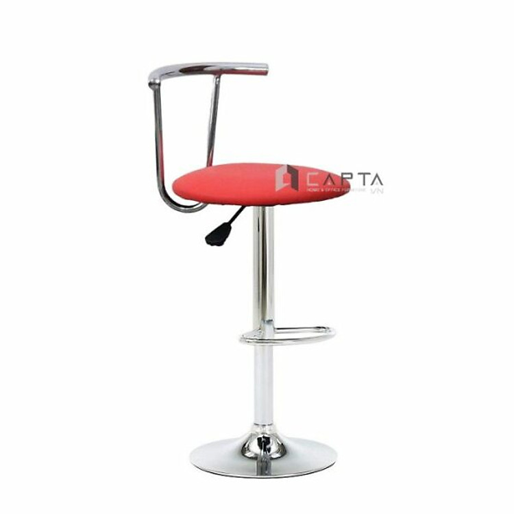 Ghế bar tăng giảm độ cao CB2307-P Nội thất Capta Ghế quầy bar có lưng nệm bọc PVC lưng tựa sắt mạ chrome bóng chân thép tăng giảm độ cao