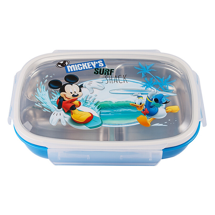 Disney Children's Tableware Bento Box Baby Dispensing Plate Baby Water Insulation Lunch Box with Cover 304 Stainless Steel Removable Three-Piece Pink Minnie