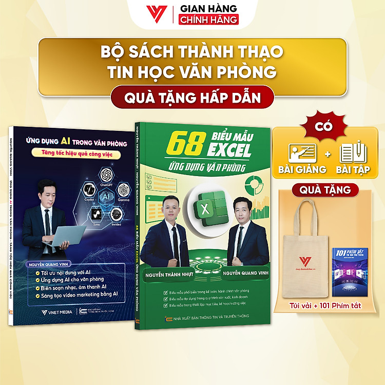 Bộ 2 Sách Ứng Dụng AI - 68 Biểu Mẫu Tin Học Văn Phòng Có Video + Bài Tập Thực Hành - Ảnh 2