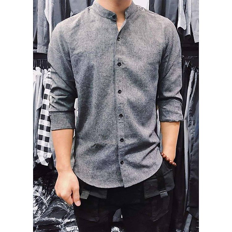 Áo Sơ Mi Nam Cổ Tàu Xám Tiêu XAMTIEU99 (Xám Tiêu)