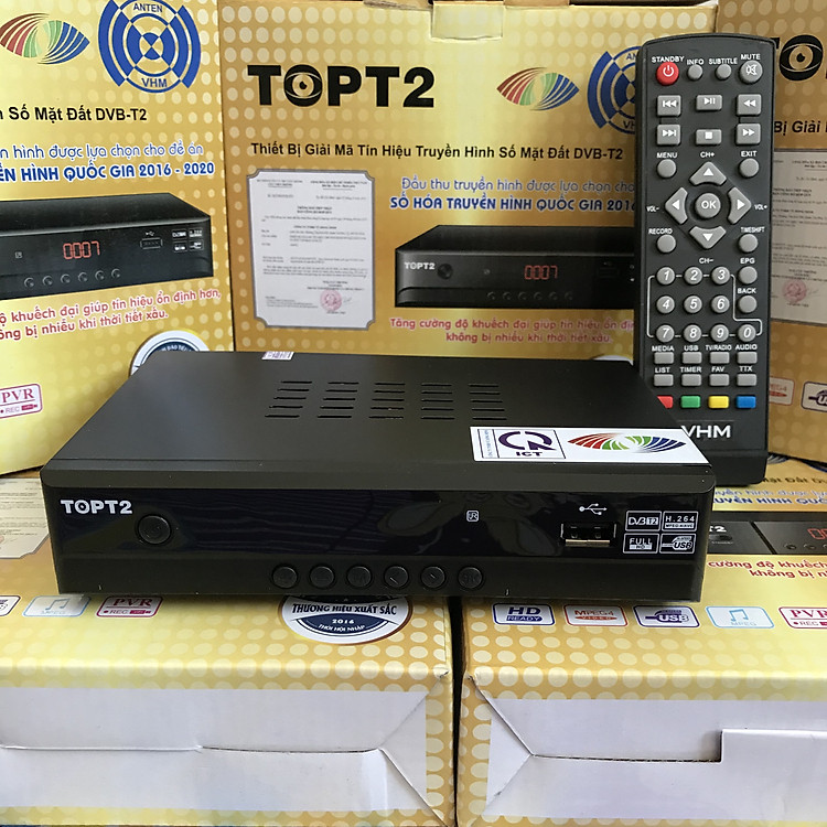 Đầu Thu Truyền Hình Số Mặt Đất DVB-T2 TOPT2 (HỢP QUY VỚI BỘ TT&TT) - Hàng Chính Hãng