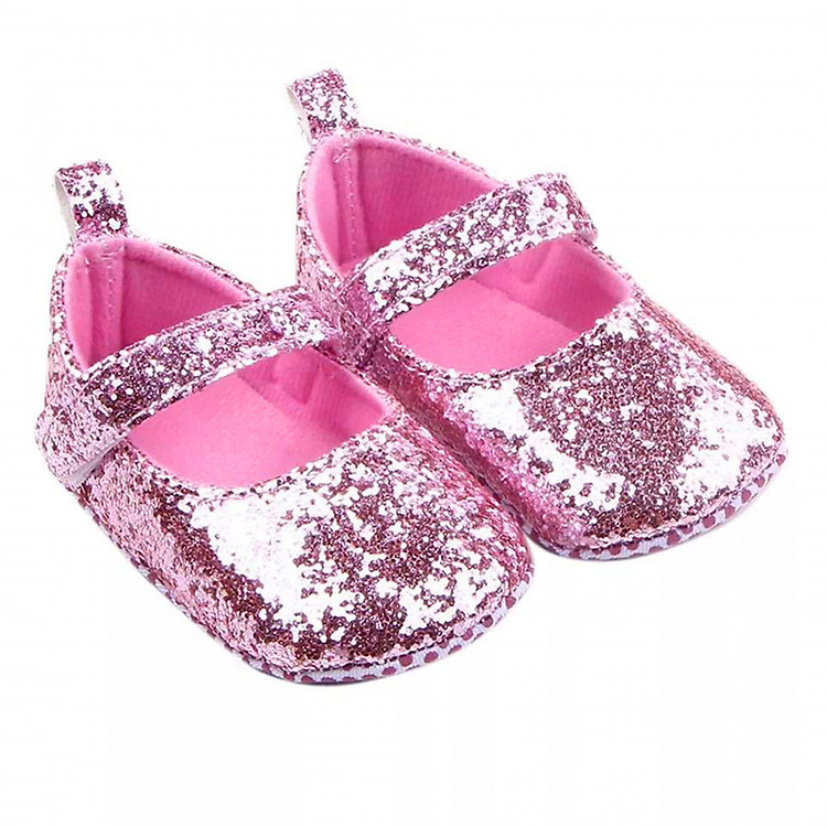 Giày tập đi búp bê lấp lánh có quai cài cho bé gái – TD13