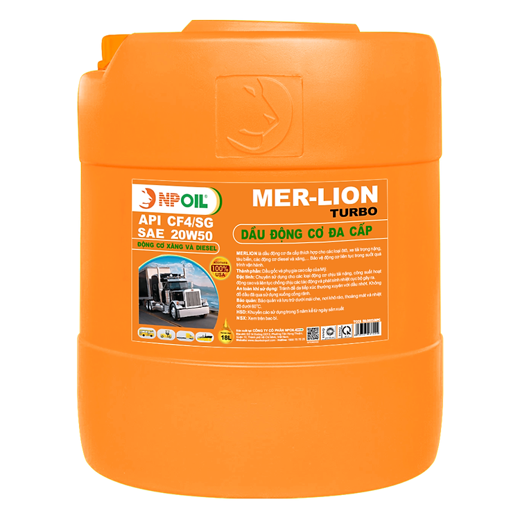 Dầu động cơ xe tải, tàu thuyền MER-LION - CF4/SG - 20W50 - 18L/25L (Xô/Can) - Hàng chính hãng