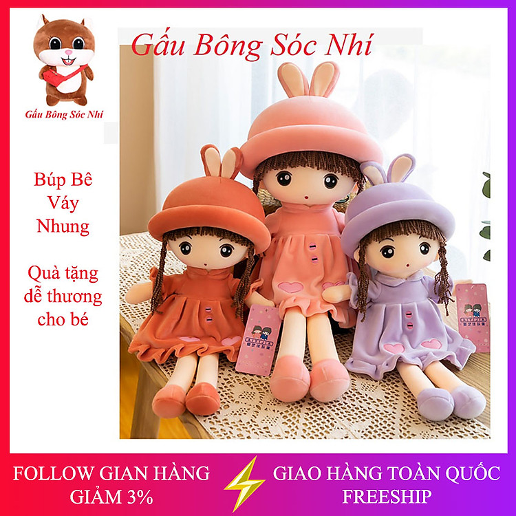 Tìm mua tại Avakids: Gấu Bông Búp Bê Váy Nhung Tím 50cm - Ngập tràn khuyến mãi