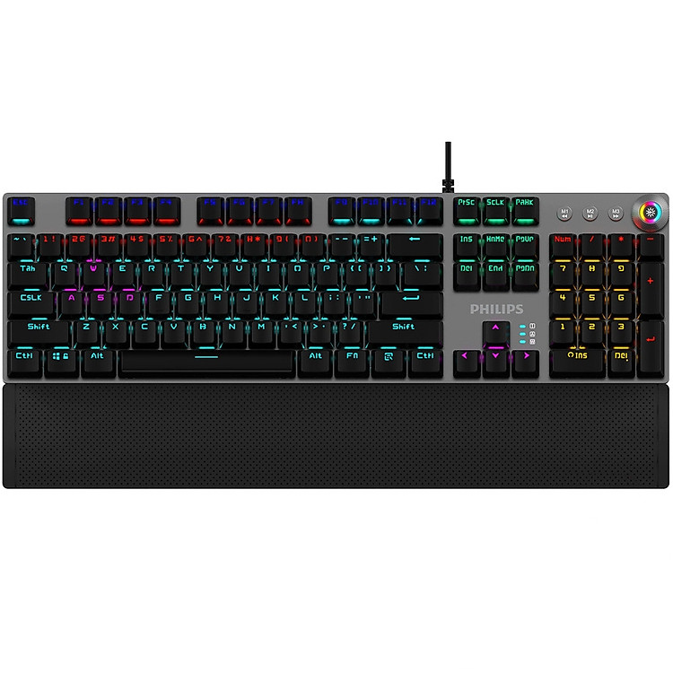 Bàn phím cơ Philips SPK8614 (USB) - Keyboad cơ Philips SPK8614 đèn Led nền cầu vồng - Hàng chính hãng
