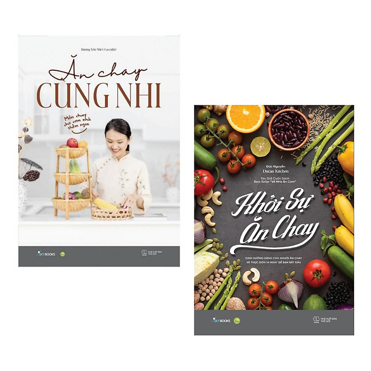 Sách Combo 2 Cuốn Sống Lành: Ăn Chay Cùng Nhi (bìa mềm) + Khởi Sự Ăn Chay (sky)