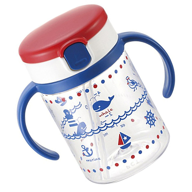 Cốc Uống Nước Ống Hút Silicone Chống Đổ Khi Bé Không Mút Richell, Đỏ 200ml