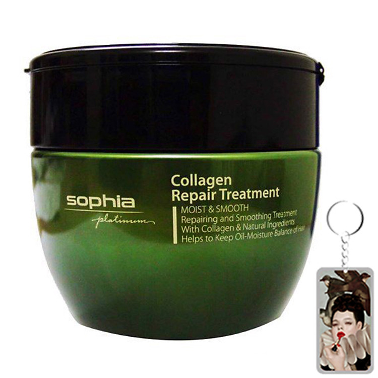Kem hấp phục hồi tóc Sophia Platium Collagen Hair Repair Treatment Hàn Quốc 450ml tặng kèm móc khoá