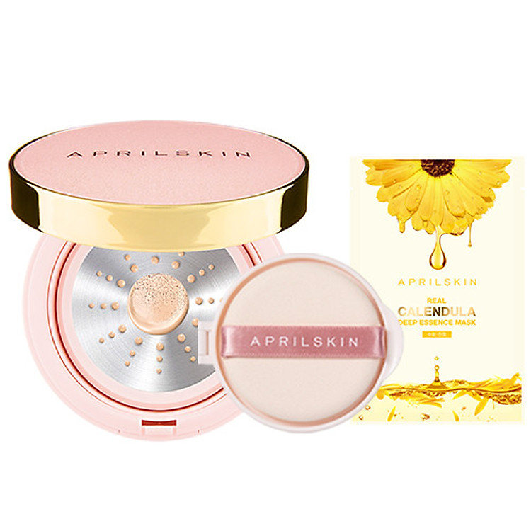 Combo Phấn Aprilskin Essence Shower Cushion_pink + lõi thay thế