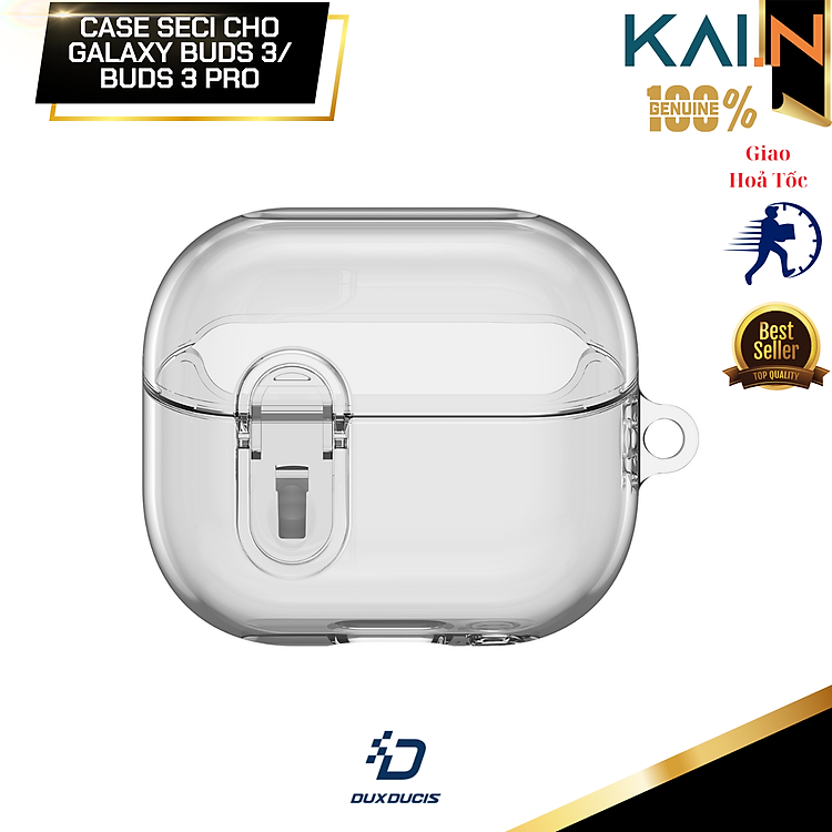 Ốp Case Bao Trong Suốt Dành Cho Samsung Galaxy Buds 3/ Buds 3 Pro, Khoá An Toàn, Chống Sốc, Dux Ducis SECI Series_ Hàng Chính Hãng
